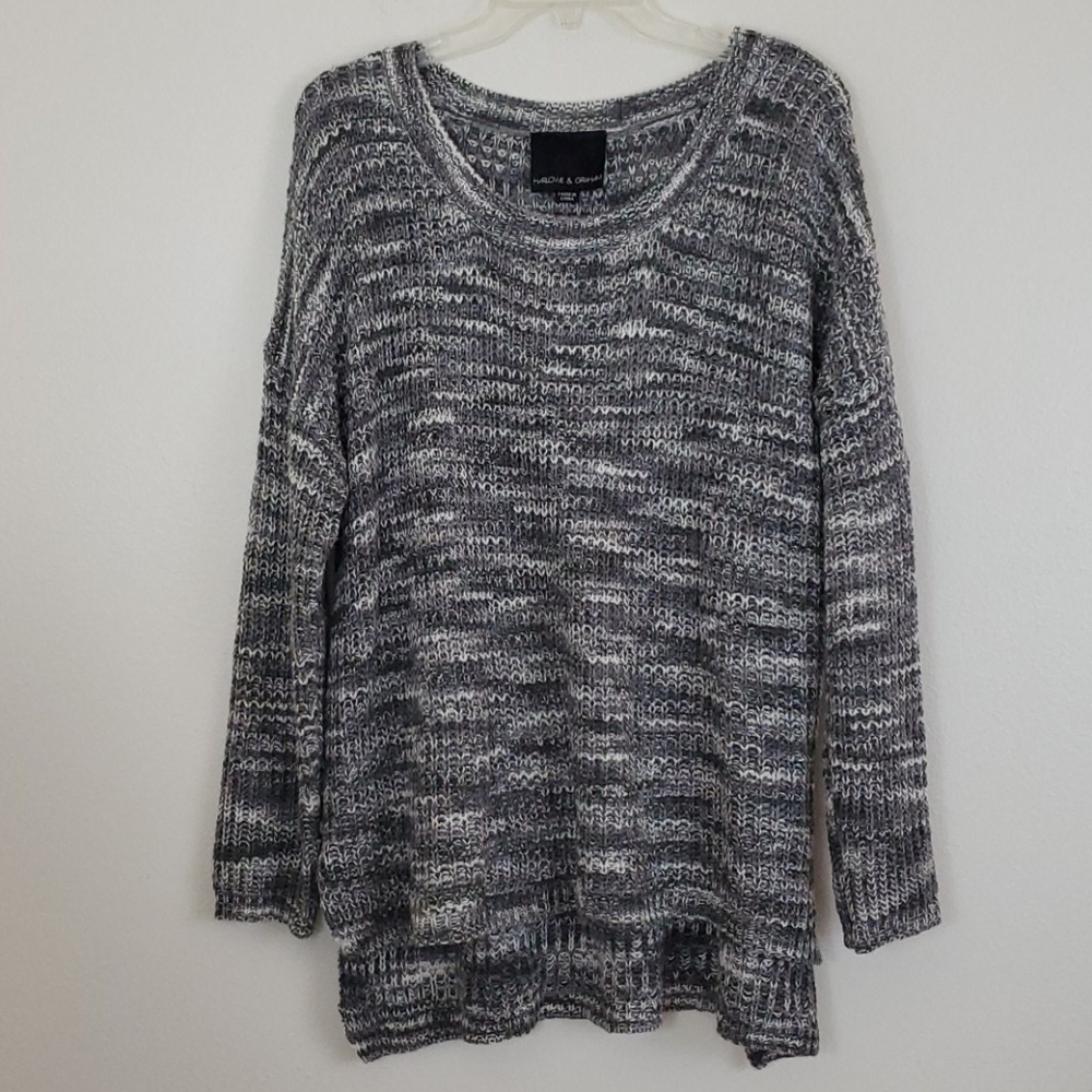 Harlowe & Graham Gray & White Varigated Sweater L